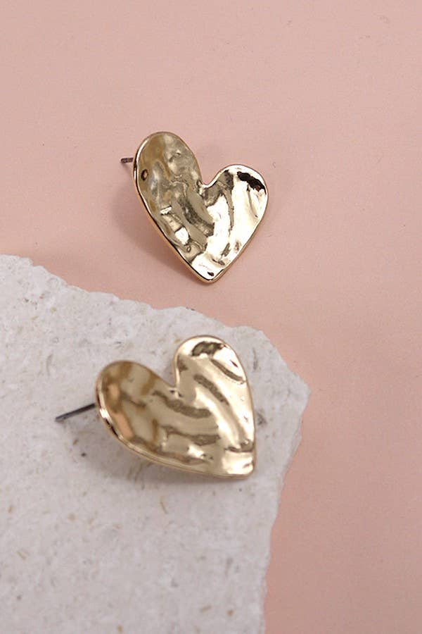 HAMMERED HEART EARRINGS