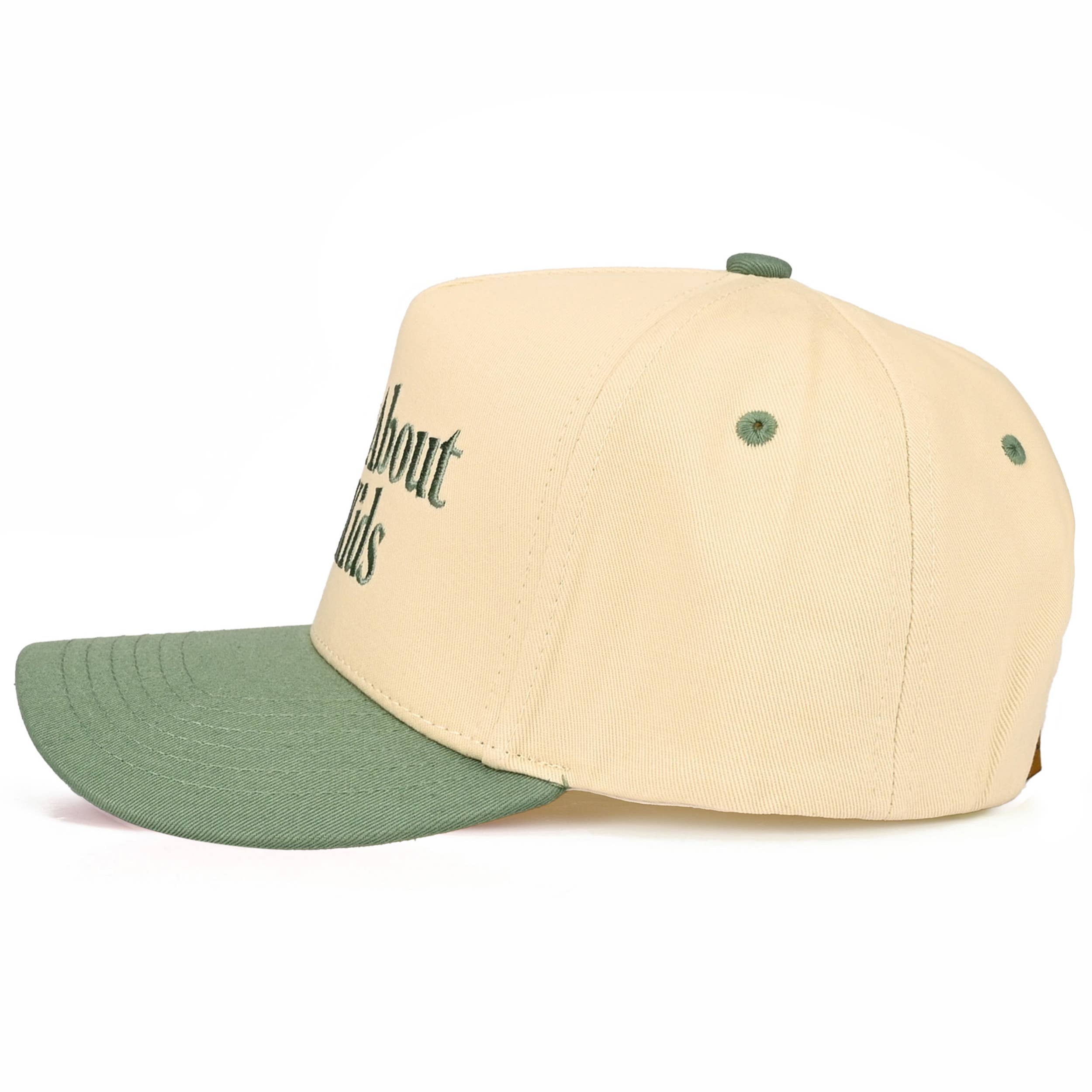 C.C SORRY ABOUT MY KIDS Letter Two Tone Trucker Hat: Sage