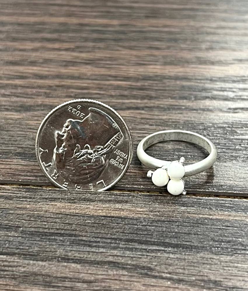 750448, 4mm White Turquoise Adjustable Ring