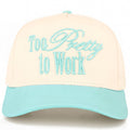 C.C TOO PRETTY TO WORK Letter on Two Tone Trucker Hat: Mint