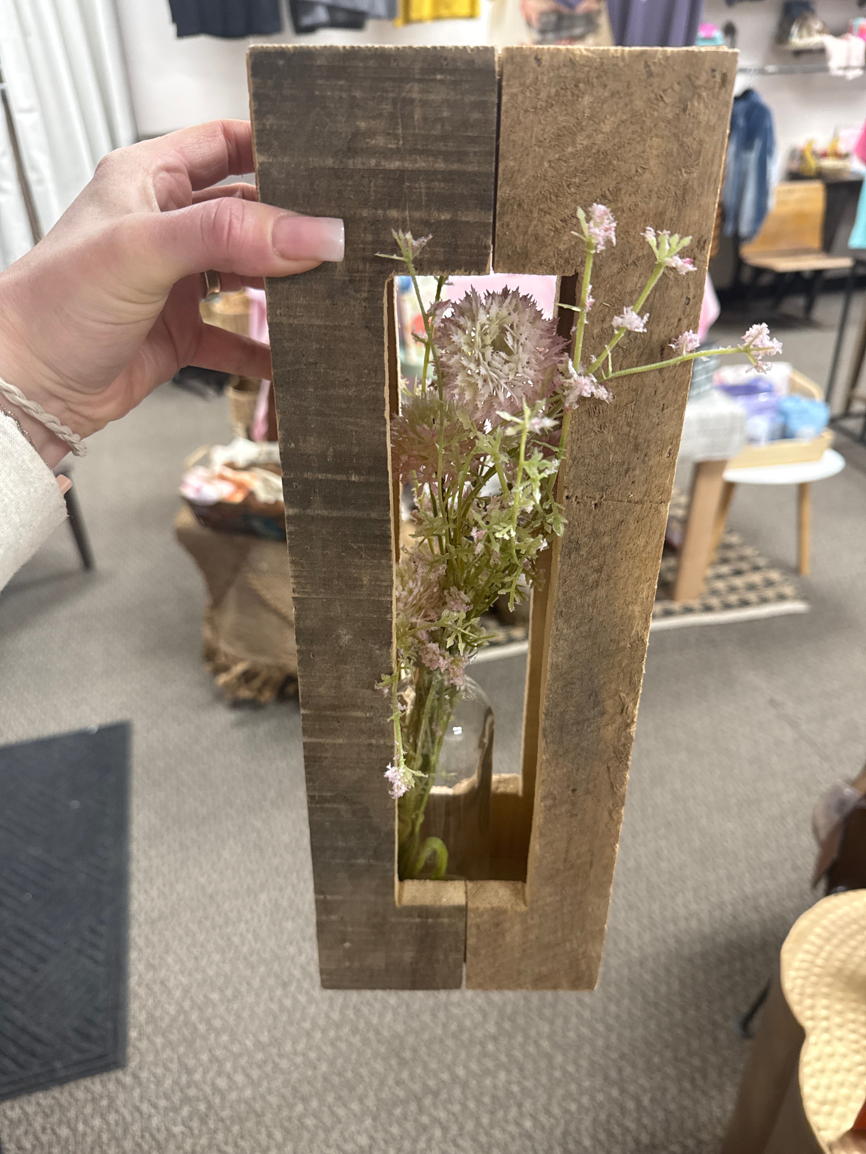 Vase Bud Framed Wood Sm