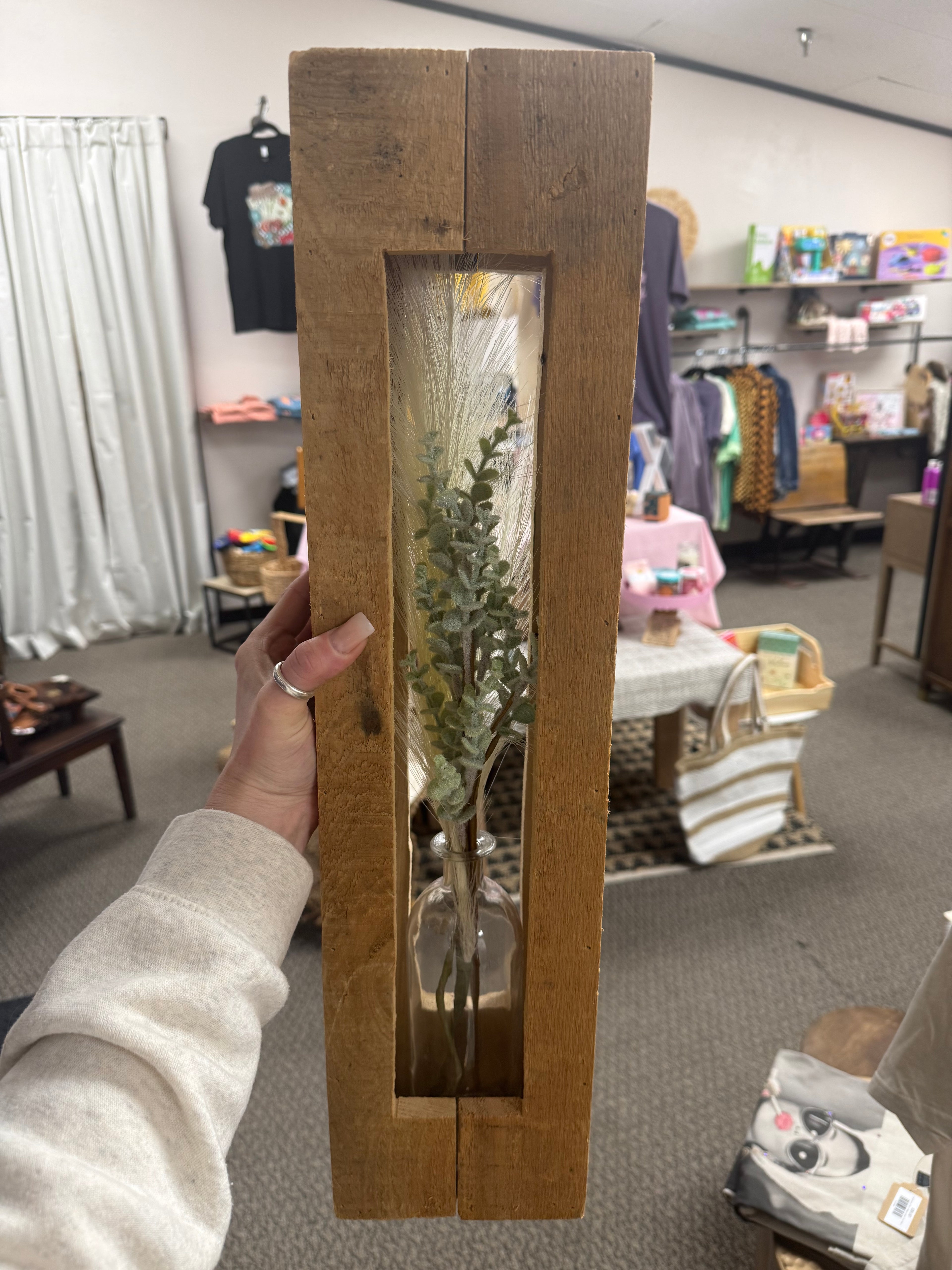 Vase Bud Wood Framed Lg