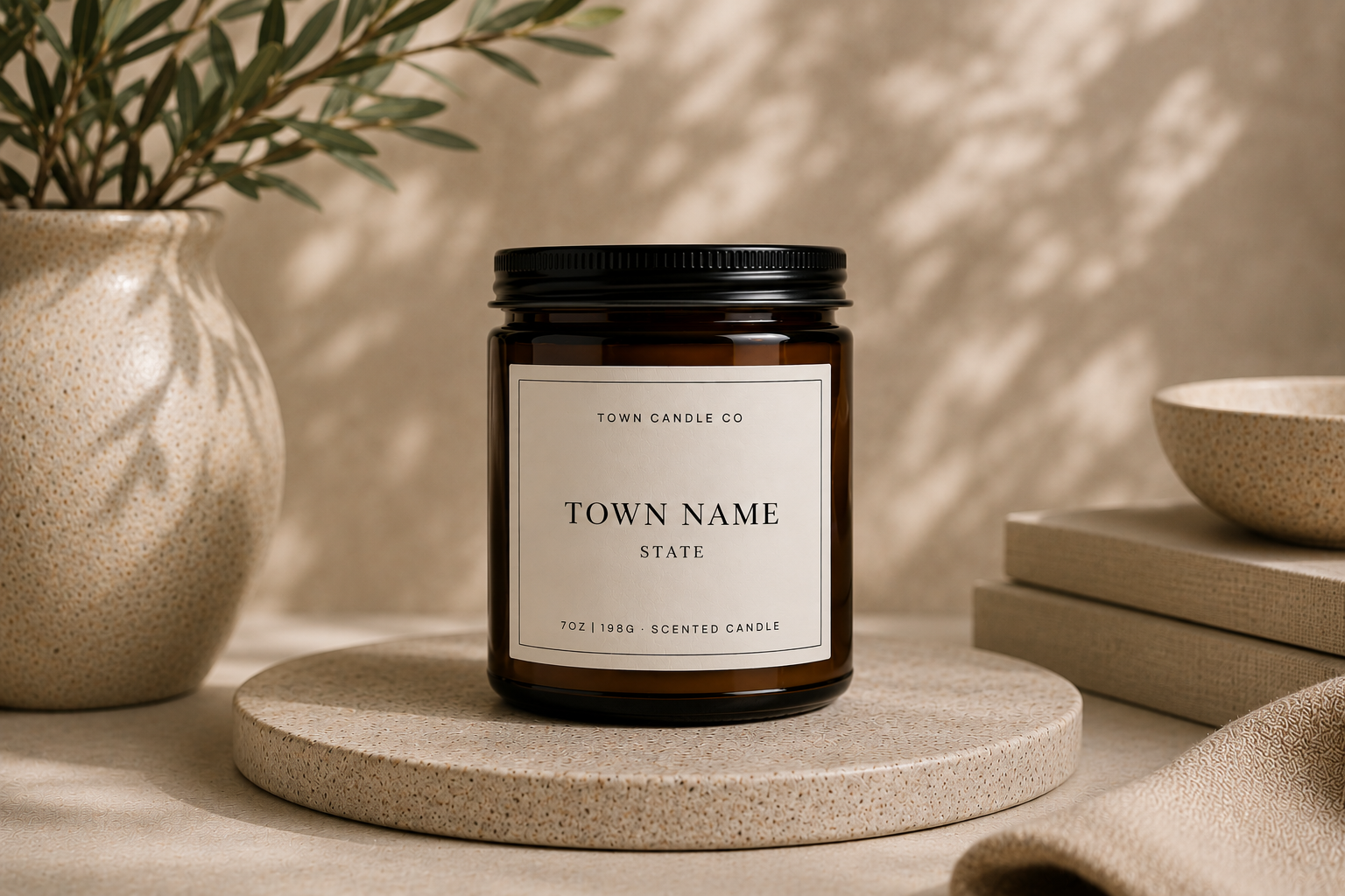Custom Town Name + State Candle: Green Clover + Aloe