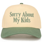 C.C SORRY ABOUT MY KIDS Letter Two Tone Trucker Hat: Sage
