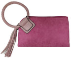 BP204 Fashion Cuff Handle Tassel Wristlet Clutch: Tan