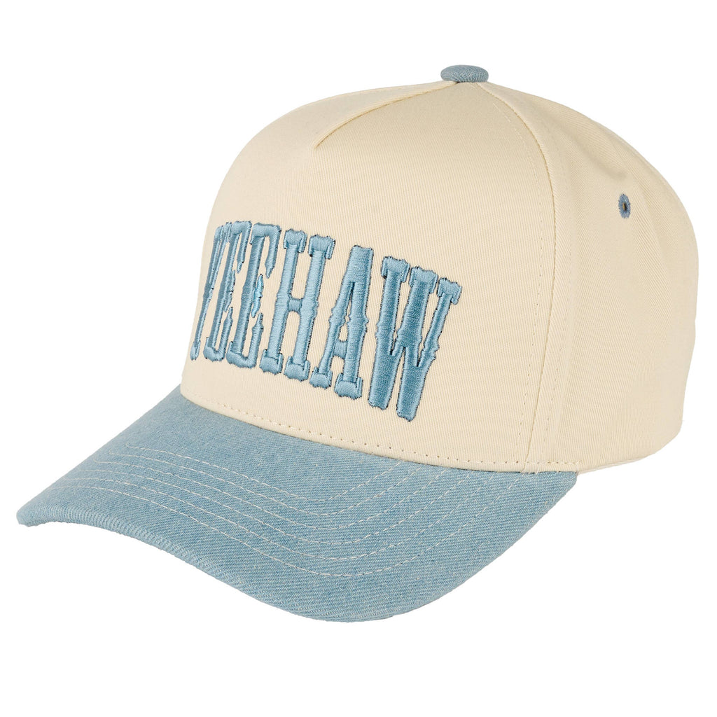 C.C YEEHAW Embroidery Two Tone Cotton Trucker Cap: Denim