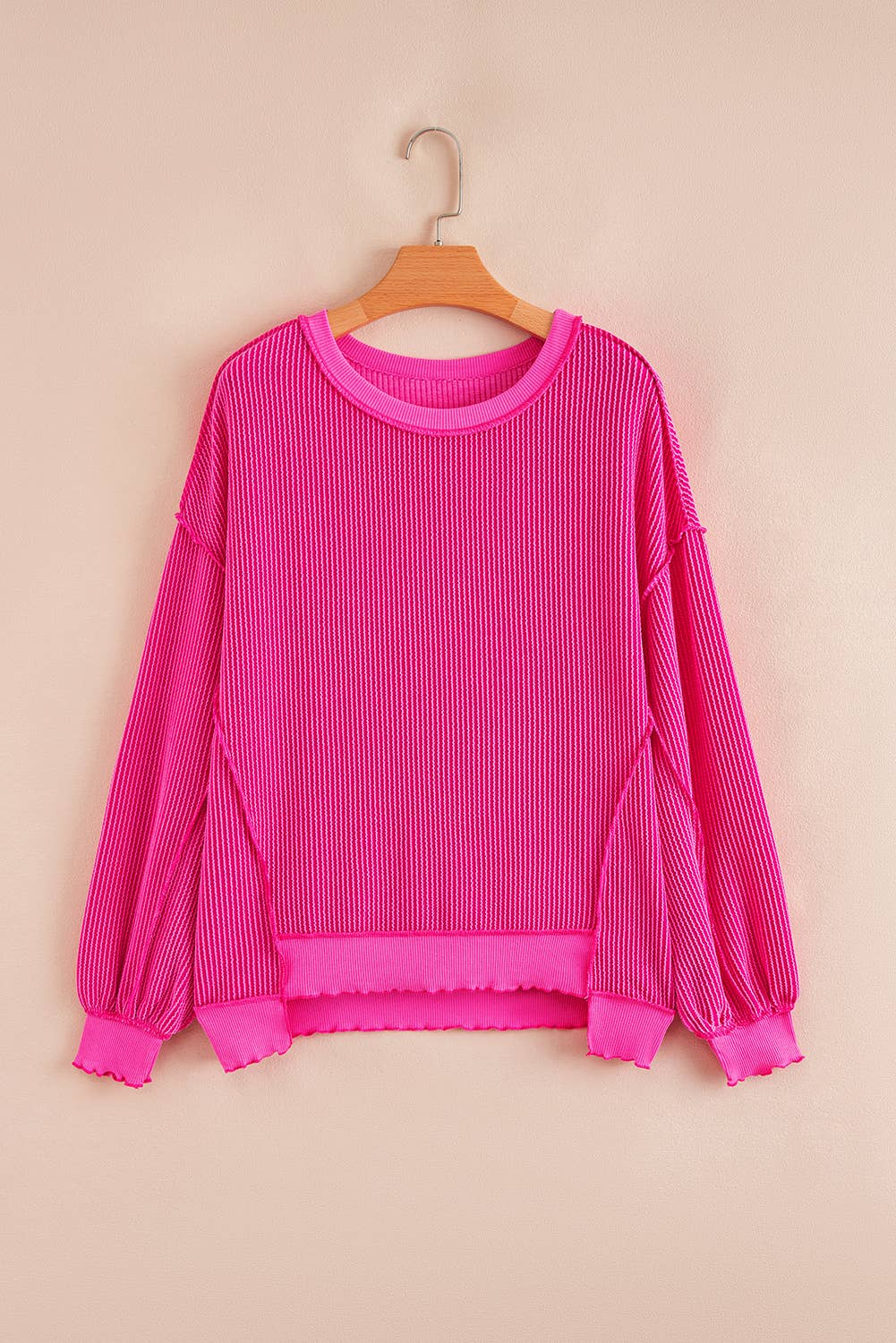 66 Sweetheart Hot Pink Lucky Distressed Knit Top (S-XL): Short Sleeve-Green / S