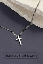 18K STAINLESS STEEL TARNISH FREE CROSS NECKLACE | 80N754: Silver