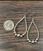 725039, Handmade Graduated Silver Navajo Bead Earrings