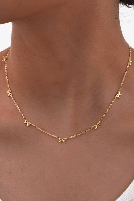 18K STAINLESS STEEL TARNISH FREE BOW NECKLACE | 40NK9512: GOLD