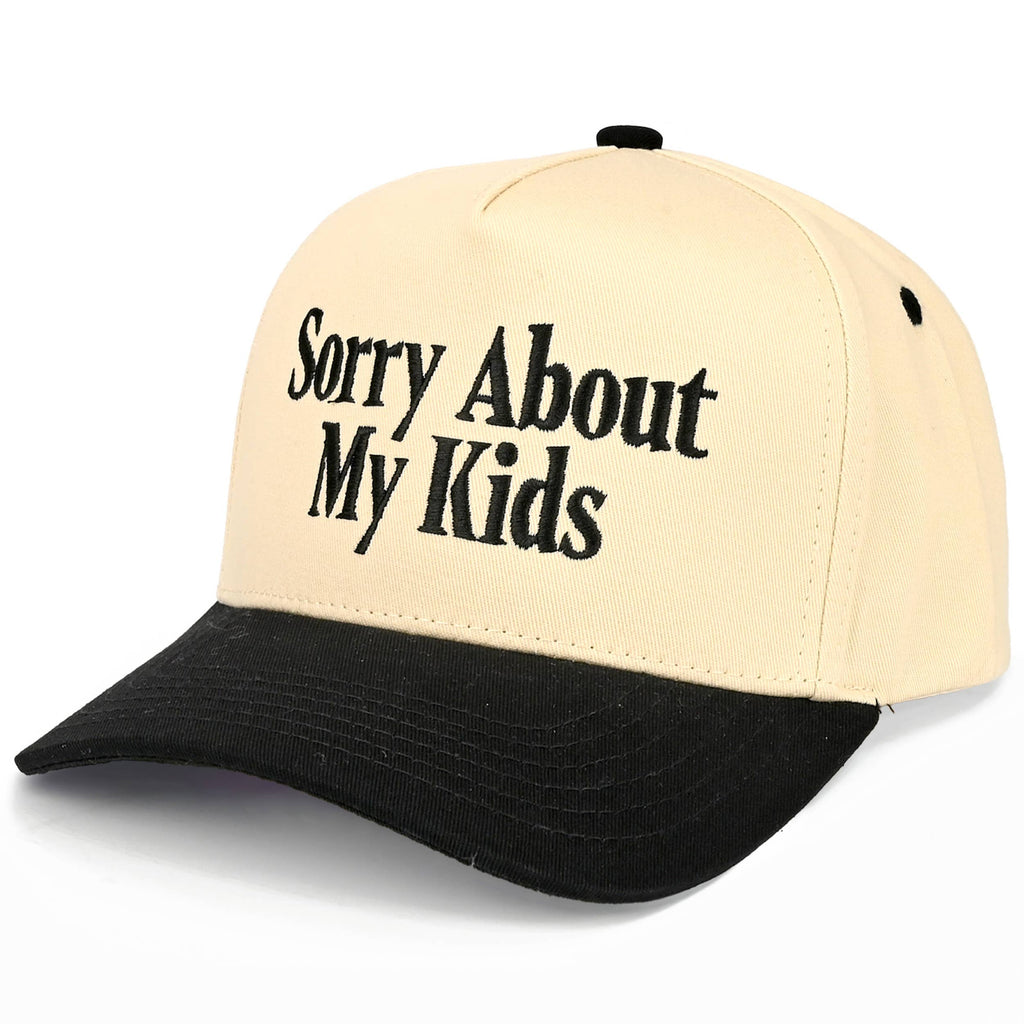 C.C SORRY ABOUT MY KIDS Letter Two Tone Trucker Hat: Sage
