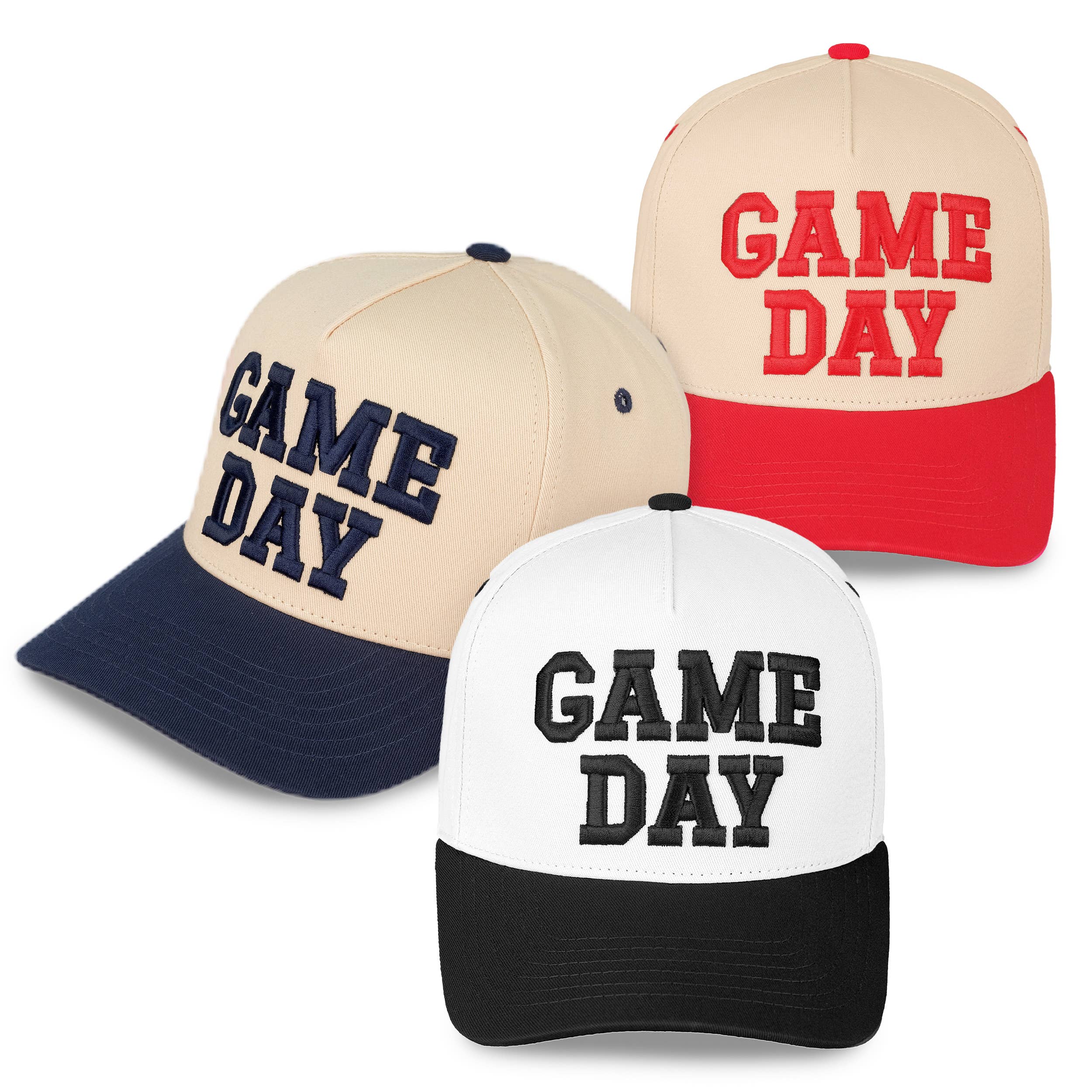 C.C GAME DAY Embroidered Cotton Baseball Cap: Black