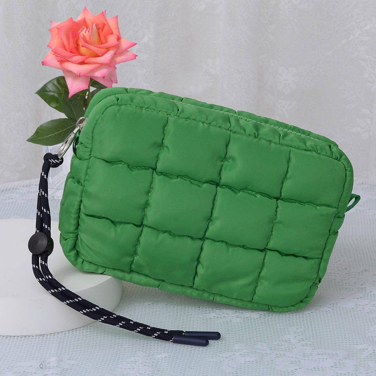 QP008 Nylon Quilted Puffer Clutch/Pouch: Teal