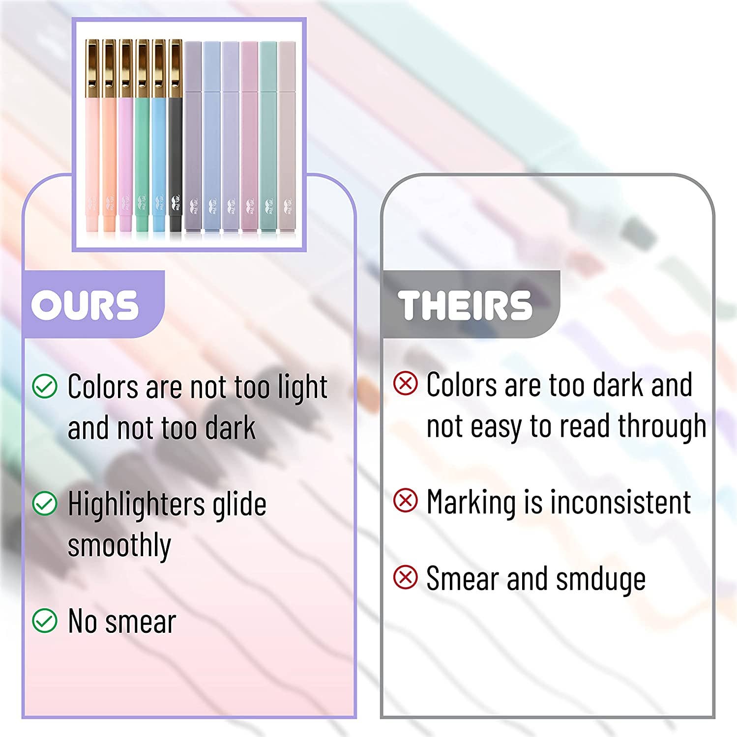 Aesthetic Highlighters & Ballpoint Pens, 12 Pack: Assorted
