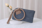 BP204 Fashion Cuff Handle Tassel Wristlet Clutch: Tan