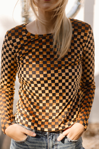Pep Rally Velvet Mesh Gold/Black Crew Neck: XXXL