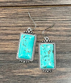 720309, Rectangular Turquoise Earrings