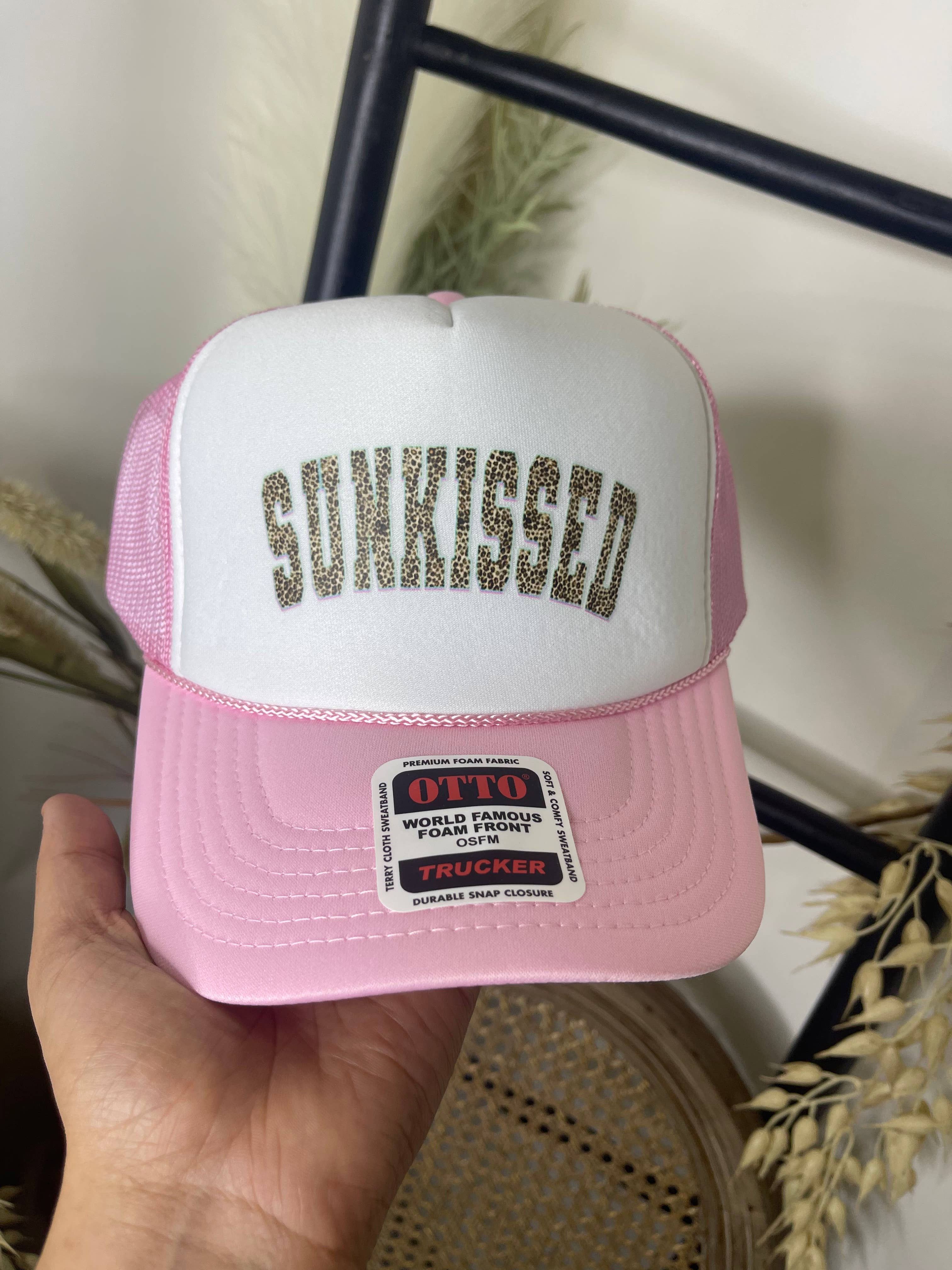 Sunkissed Trucker Hat: Pink and White