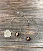 726206, Handmade Copper Navajo Bead Hoop Earrings