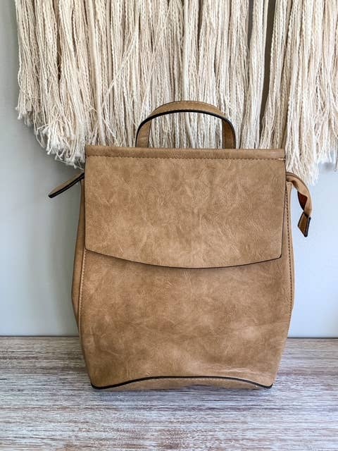 UNV0069 Flap Over Convertible Backpack: Brown