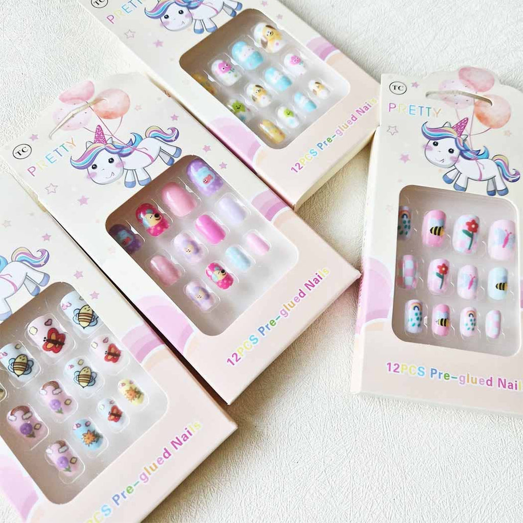 Fun Fake Artificial Kid's False Nail Tips: ASSORTED COLOR / ONE SIZE(12)