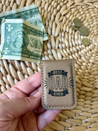 Men's Gift Father's day Gift Leatherette Money Clip: Gray w/ Black Text