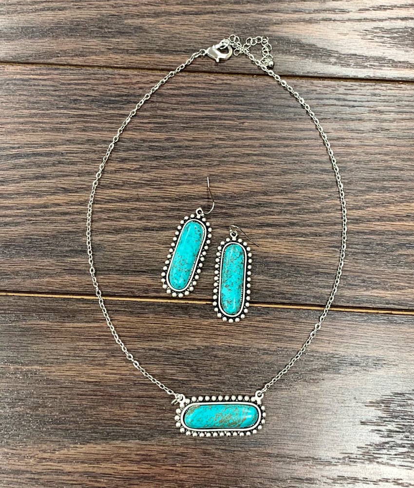 734282, Turquoise Necklace Earrings Set