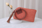 BP204 Fashion Cuff Handle Tassel Wristlet Clutch: Tan