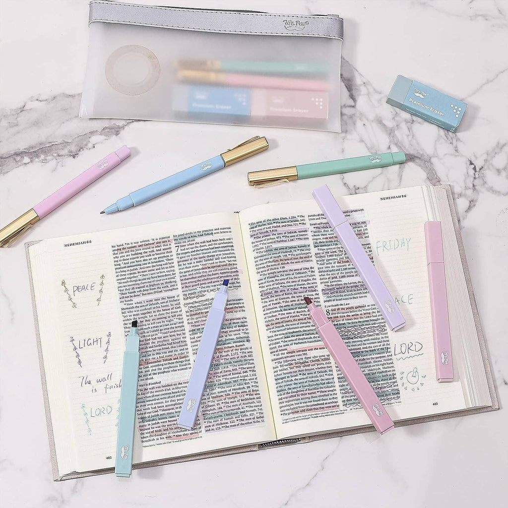 Aesthetic Highlighters & Ballpoint Pens, 12 Pack: Assorted