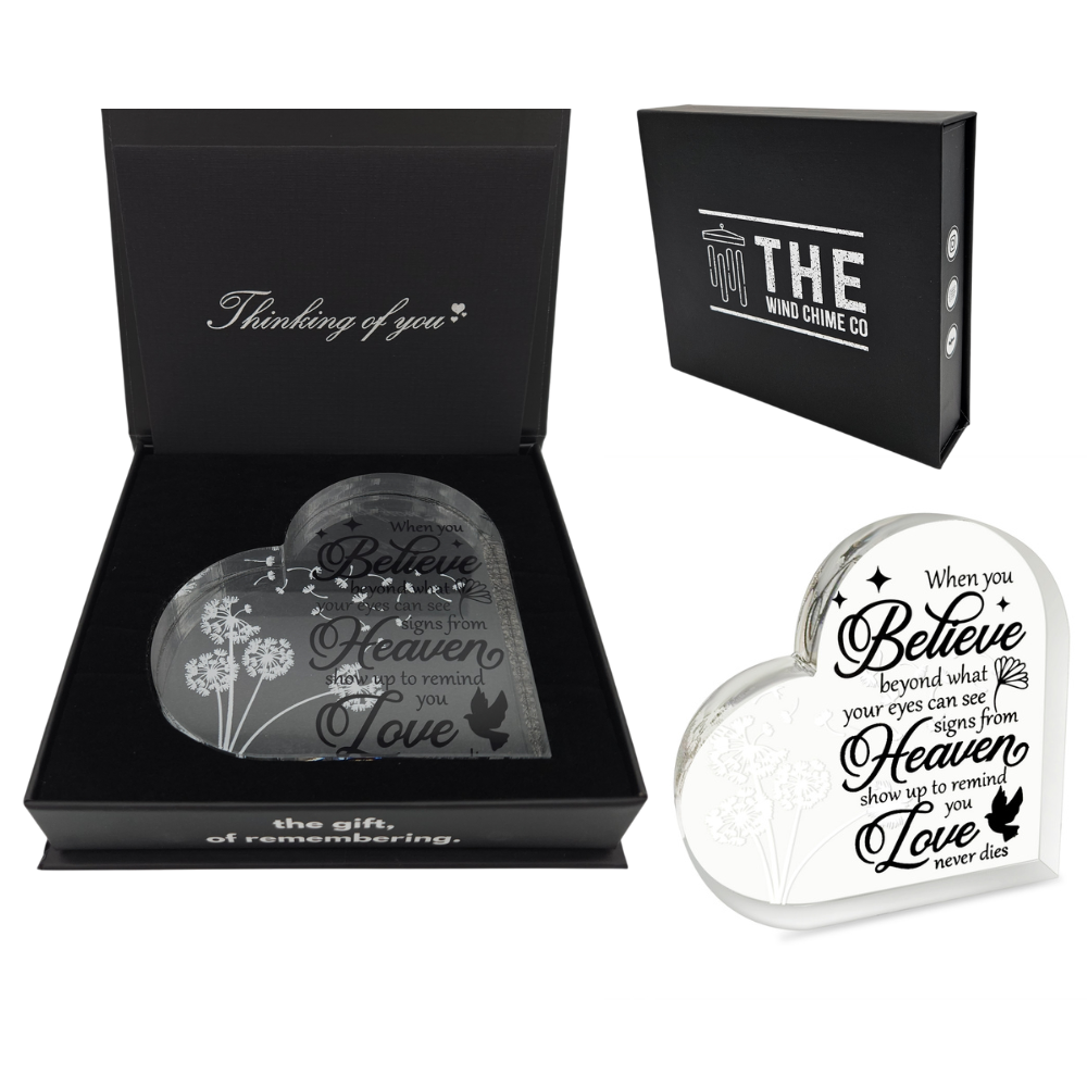 Memorial Heart With Gift Box - Acrylic Dandelion In Wind