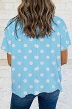 Texture Raised Rib Polka Dot Oversize Tee Shirt S-4X: Pink / Plus-2X
