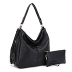 Effie 2 in 1 Hobo Tote Bag With Pouch: Black