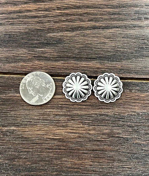 723112, Brass Concho Stud Earrings