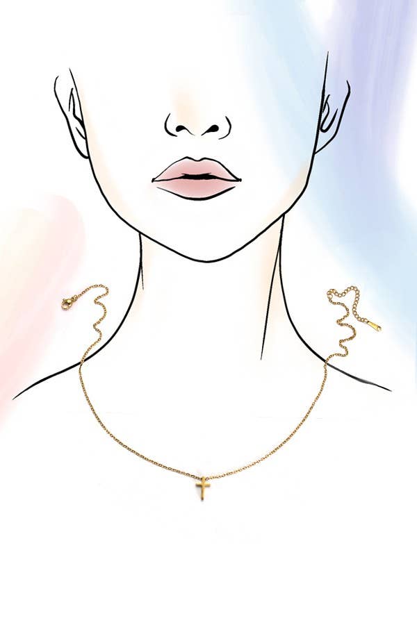 18K STAINLESS STEEL TARNISH FREE CROSS NECKLACE | 80N754: Silver