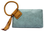 BP204 Fashion Cuff Handle Tassel Wristlet Clutch: Tan