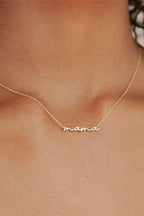 18K STAINLESS STEEL TARNISH FREE MAMA NECKLACE | 40NK9479: Silver
