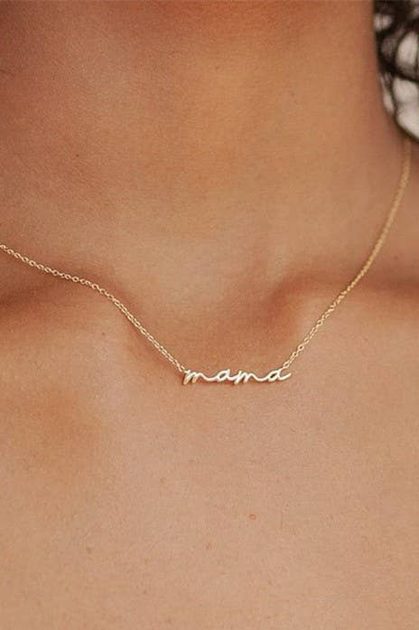 18K STAINLESS STEEL TARNISH FREE MAMA NECKLACE | 40NK9479: Silver