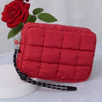 QP008 Nylon Quilted Puffer Clutch/Pouch: Orange