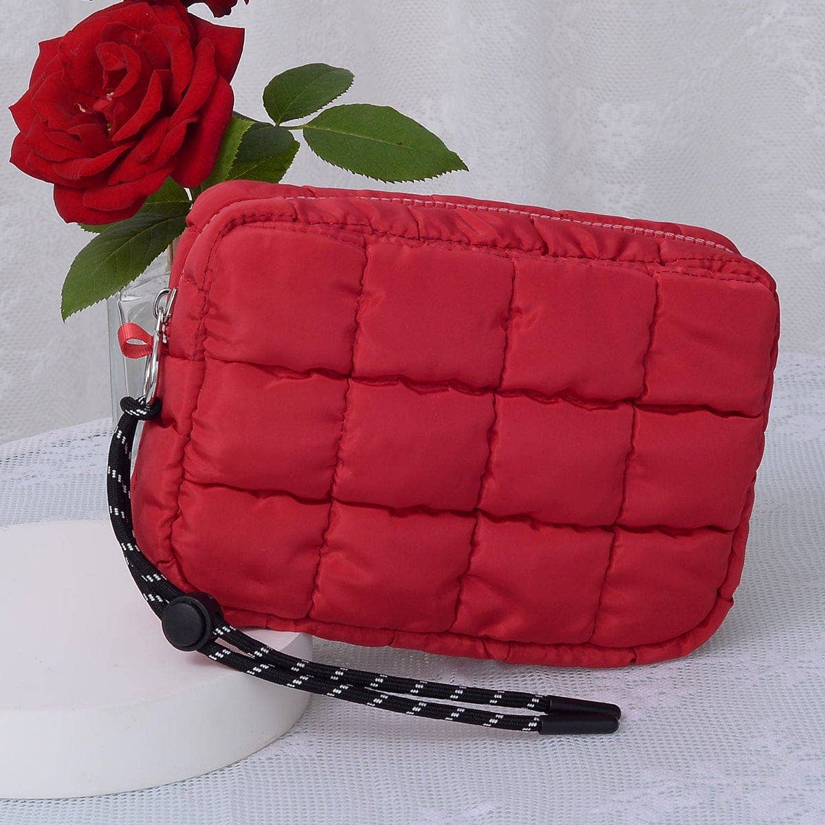QP008 Nylon Quilted Puffer Clutch/Pouch: Teal