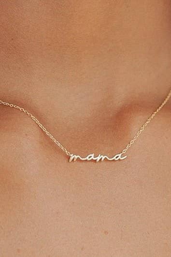 18K STAINLESS STEEL TARNISH FREE MAMA NECKLACE | 40NK9479: Silver