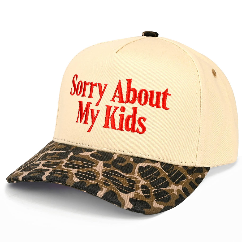 C.C SORRY ABOUT MY KIDS Letter Two Tone Trucker Hat: Sage