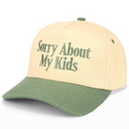 C.C SORRY ABOUT MY KIDS Letter Two Tone Trucker Hat: Sage