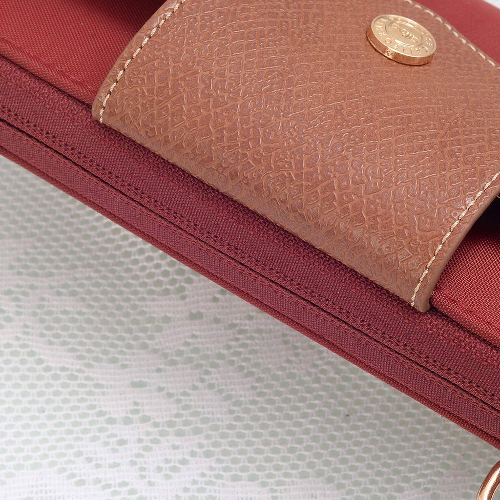 HM030 Mila Smartphone wallet Crossbody with Boho Wristlet: Pomegranate