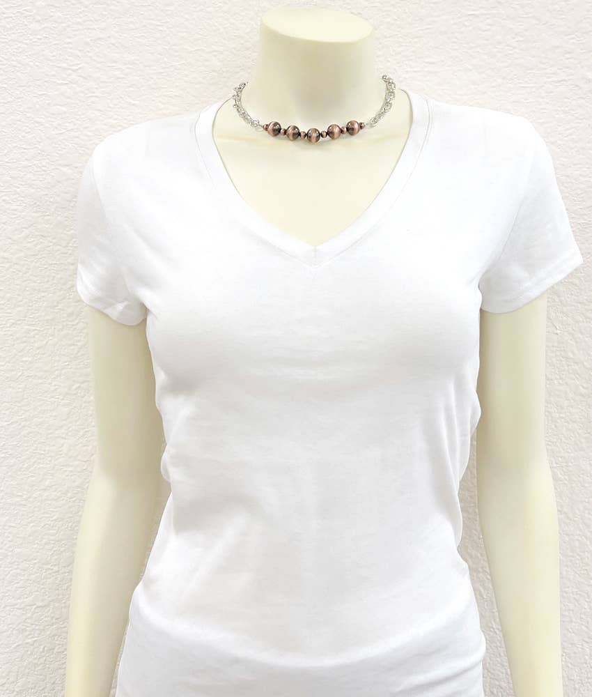 739229, Handmade 15" Copper Navajo Bead Necklace