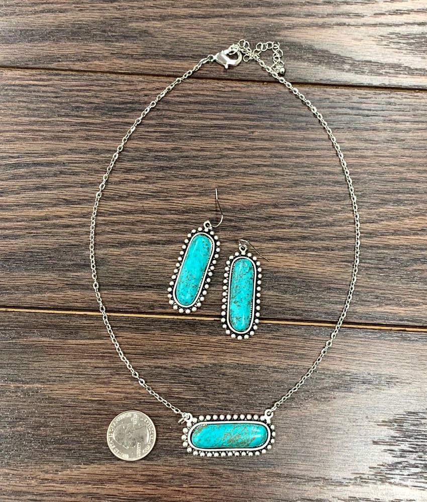 734282, Turquoise Necklace Earrings Set