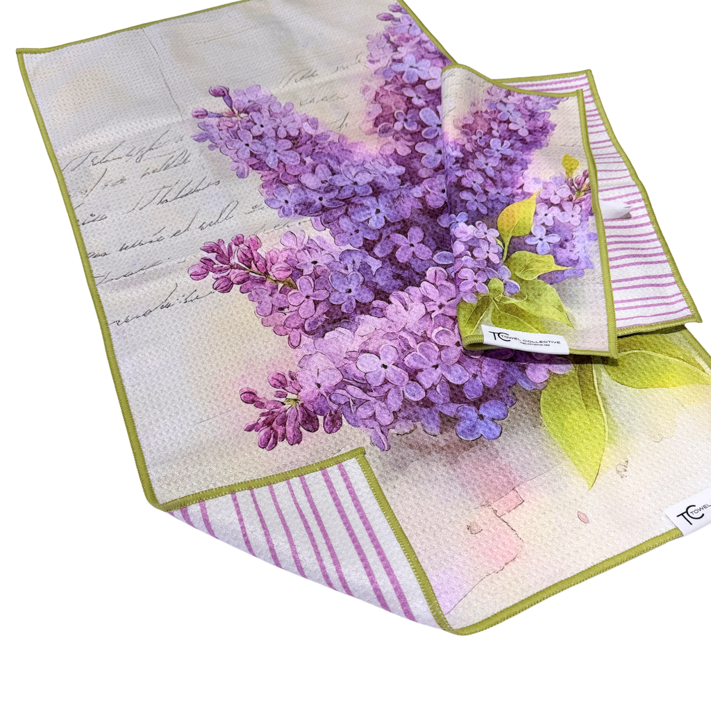 Lilac Lines | Waffle Weave Microfiber Towels Kitchen & Bath: Hand Towel