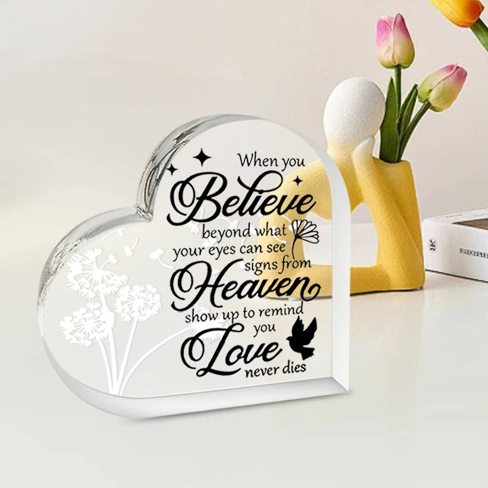 Memorial Heart With Gift Box - Acrylic Dandelion In Wind