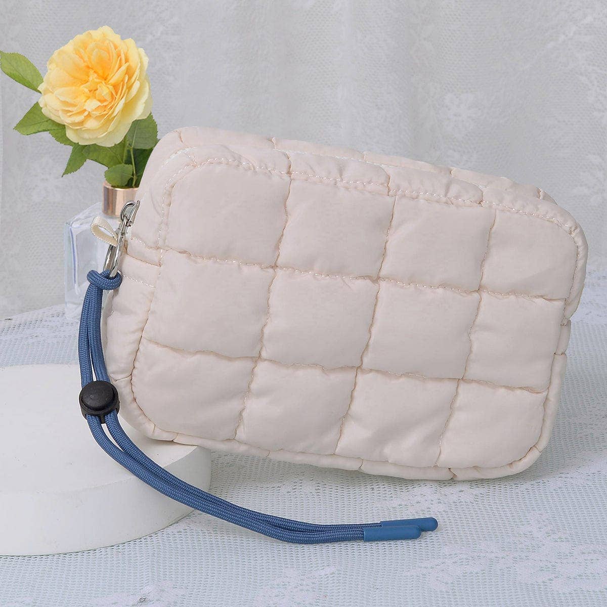 QP008 Nylon Quilted Puffer Clutch/Pouch: Teal