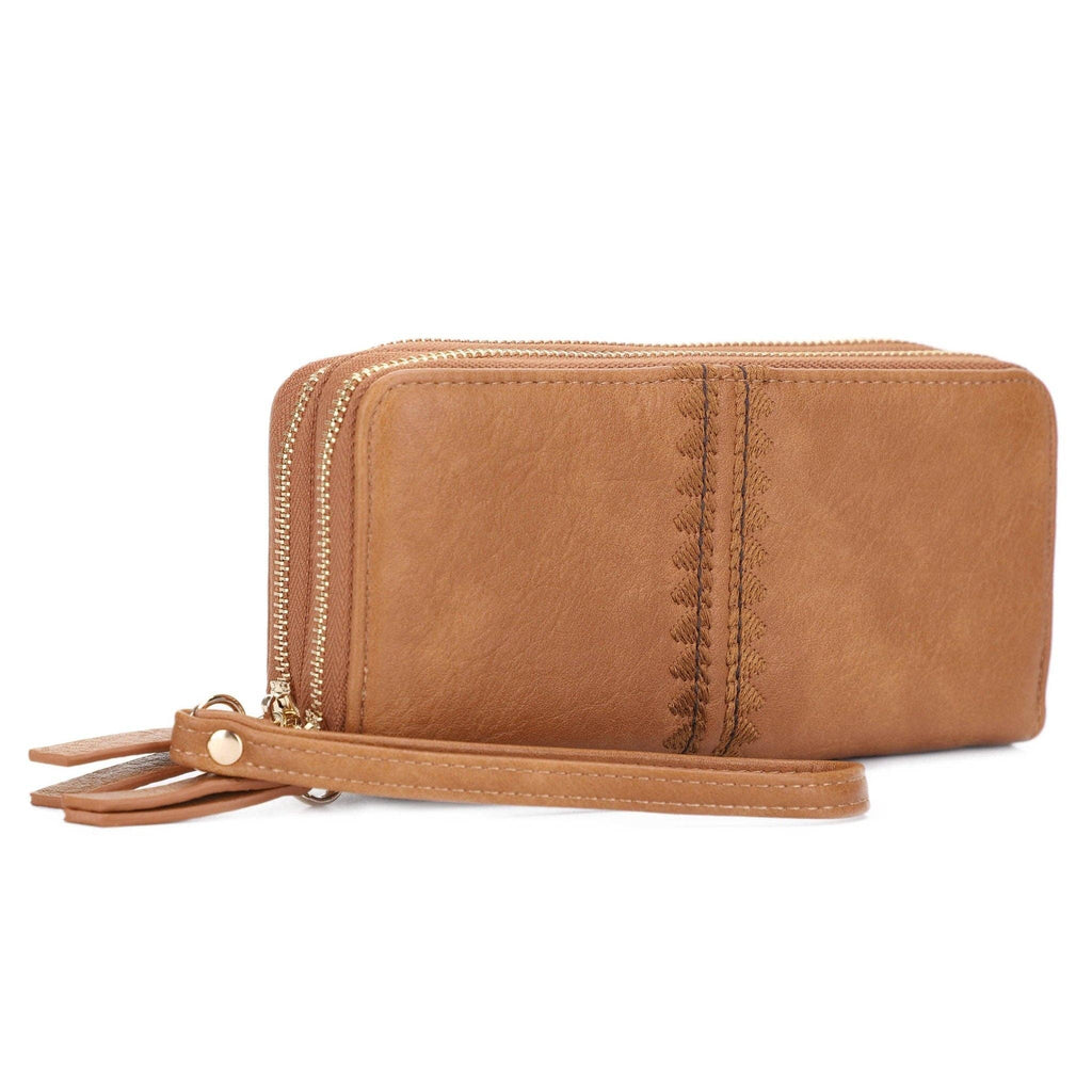 ES60164-6 Sherrie Double Zipper Wallet: Tan