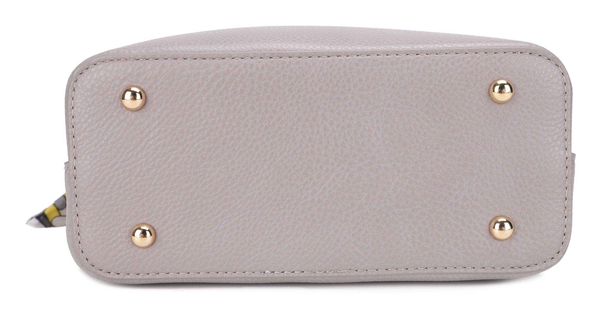 Shia Bucket/Crossbody Bag With Scarf: Light Gray